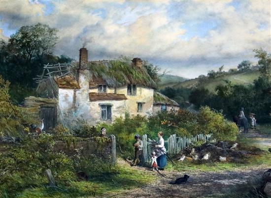 Edgar John Varley (1839-1888) A wayside cottage near Shaugn, South Devon 10.75 x 14.75in.